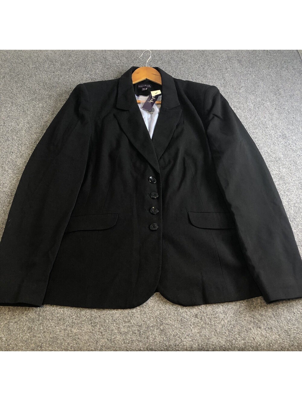 NWT Long Tall Sally Suit Jacket Womens 16 Black Blazer Classic Preppy